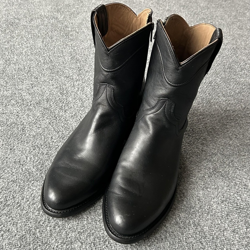 Tecovas Boots Mens Size 10.5EE Black Leather Western Ankle Zip Almond Toe 78707 - Picture 3 of 16